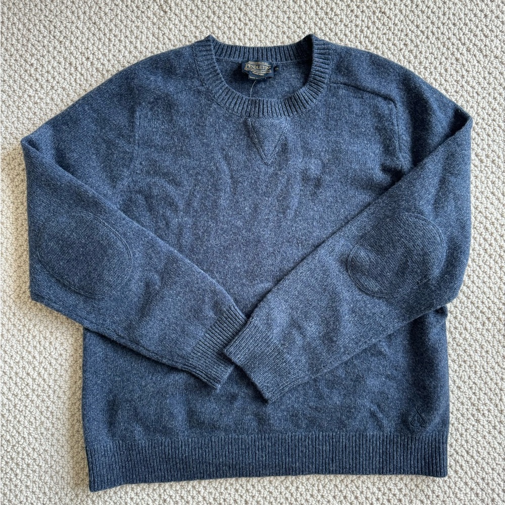 NWT Pendleton Women’s Blue Wool sweater with elbow patches, XL